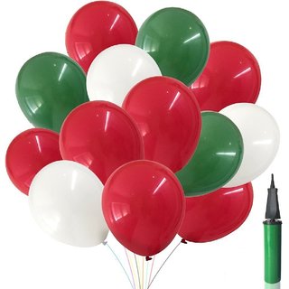                       Hippity Hop Xmas Decorations 100 pcs ,12 Inches Party Green Red White Latex , with a 1pcs Air Inflator Balloon Pump, Xma                                              