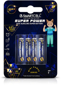 Smartcell AAA Non-Rechargeable Alkaline Mini Series Battery 1.5V Pack of 4
