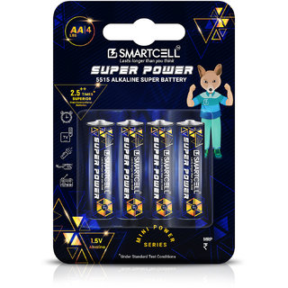 Smartcell AA Non-Rechargeable Alkaline Mini Series Battery 1.5V Pack of 4