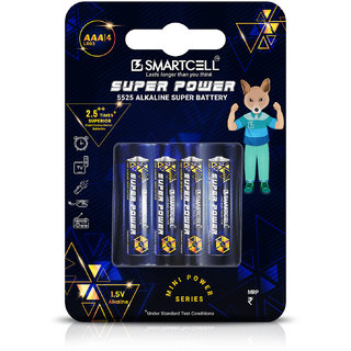 Smartcell AAA Non-Rechargeable Alkaline Mini Series Battery 1.5V Pack of 4