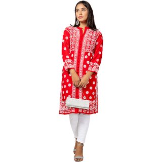                       Unique Rayon Front Open Kurta With Excellent Hand Embroidered Lucknowi Chikankari In Front And Back                                              