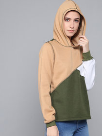 Kotty Womens Hooded Neck Full Sleeves Colorbloked Sweatshirts