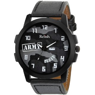                       Relish Black Camouflage Dial Day and Date Wrist Watch for Boys and Mens (RE-BB942DD)                                              