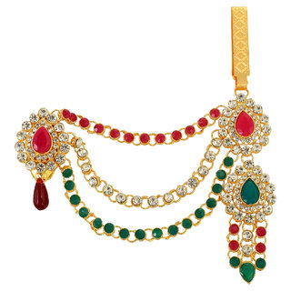                       MissMister Brass Goldplated Imitation Ruby Emerald Chabichalla Ethnic Keychain wedding Jewellery (MM2543CLKK)                                              
