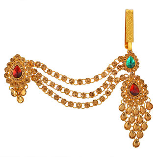                       MissMister Brass Goldplated Imitation Ruby Emerald Chabichalla Ethnic Keychain wedding Jewellery (MM2544CLKK)                                              