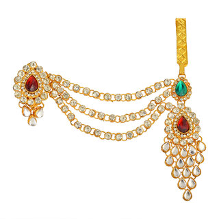                       MissMister Brass Goldplated Imitation Ruby Emerald Chabichalla Ethnic Keychain wedding Jewellery (MM2545CLKK)                                              