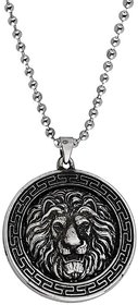 M Men Style Animal King Lion Head Locket Gift for Husband And Friend  Silver Stainless Steel Pendant For Unisex
