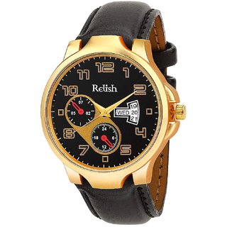                       Relish Analouge Dial, Day and Date Wrist Watch for Boys and Mens Black Strap Watch(RE-BB1023DD)                                              