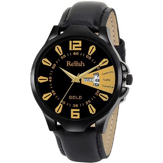                       Relish Analouge Dial, Day and Date Wrist Watch for Boys and Mens Black Strap Watch(RE-BB1033DD)                                              