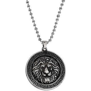                       M Men Style Animal King Lion Head Locket Gift for Husband And Friend  Silver Stainless Steel Pendant For Unisex                                              