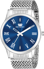Stainless Steel Day and Date Blue Dial Analog Mens Watch
