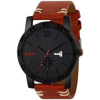                       Relish Analouge Dial, Day and Date Wrist Watch for Boys and Mens Black Watch(RE-BB1096DD)                                              