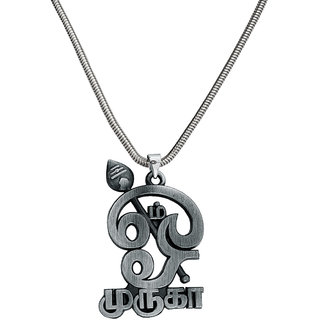                       M Men Style Religious South Indian Antique Jewelery Lord Murugan Grey,Silver Stainless Steel, Metal Pendant For Unisex                                              