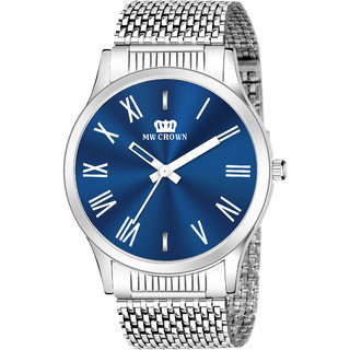 Stainless Steel Day and Date Blue Dial Analog Mens Watch