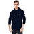 Ezee Sleeves Men's Poly Cotton Solid Full Sleeve Hooded Sweatshirt - Navy Blue