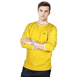 Ezee Sleeves Men's Crew Neck Poly Cotton Full Sleeve T-Shirt - Yellow