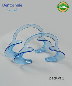 Dentosmile Flexi Premium Cheek / Lip Retractor C-Shape Mouth Opener Transparent Blue (Medium) / Pack of 2