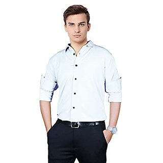                       Ezee Sleeves Men's White Casual Lycra Full Sleeve Solid Shirt                                              