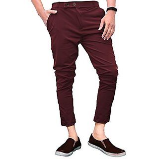                       Ezee Sleeves Men's Casual Lycra Pants Stretchable with Less Weight - Maroon                                              