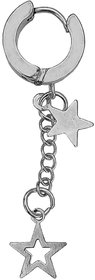 M Men StyleNew Arrivals Design Double Star High Quality Silver Stainless Steel Dangle Surgical Hoop Earrings For Unisex