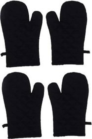 FeelBlue Cotton Kitchen Gloves(Mittens) for Oven and Pots(Pack of 2 Pair, Black)