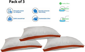 Siroki Bond Fiber Orange Side Border Sleeping Pillow Pack of 3