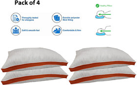 Siroki Bond Fiber Orange Side Border Sleeping Pillow Pack of 4