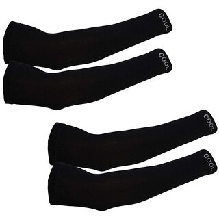 Antibacterial Arm Sleeves Multi-Purpose (Gym, Cricket, Football, Tennis, Basket Ball, Cycling) (Pack of 2) (Black)
