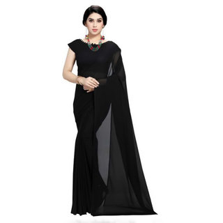 Women plain black daily wear fashion sarees