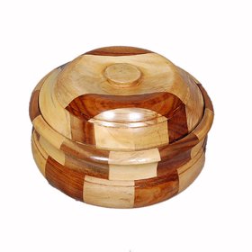 YUVAANSH CREATIONS Wooden Stainless Steel Bread CHAPATI Casserole with Engraved Design Finish Kitchen Home Dcor Ideal f