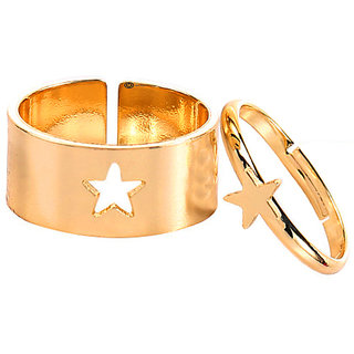                       M Men Style Inspire Jewelry Custom Charm Cute Star Gold Plated Design Stainless Steel Couple Finger Ring Set For Unisex                                              
