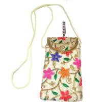 Shrungarika Embroidered Mobile Pouch with string and detachable key rings and saree hook Pouch (Multicolor )W190