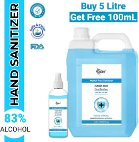 Rose Sanitizer Non Stick Disinfectant Sanitizer Instant Kills 99.9 Germs, Virus Bacteria 5 Litre 100mL