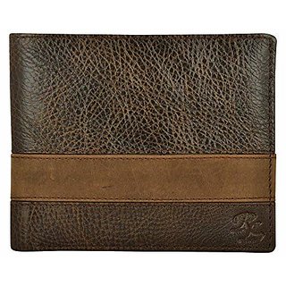 Wave Black Leather Wallet(Brown To Tone)
