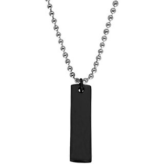                       M Men Style Relationship Gift Fashion Jewelry Reactangle 4Sided Vertical 3DFlat Bar Black Zinc Metal Pendant For Unisex                                              