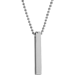                       M Men Style Relationship Gift Fashion Jewelry  Reactangle 4 Sided Vertical 3DBar  Silver Zinc Metal Pendant For Unisex                                              
