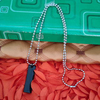                       ShivJagdamba RelationshipGift Fashion Jewelry Reactangle 4Sided Vertical 3DFlat Bar Black Zinc Metal Pendant For Unisex                                              