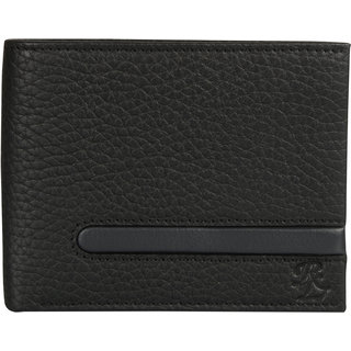                       Wave Black Leather Wallet(Black)                                              