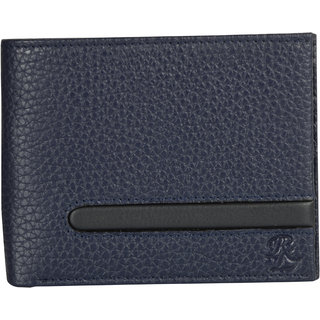                       Wave Black Leather Wallet(Blue)                                              