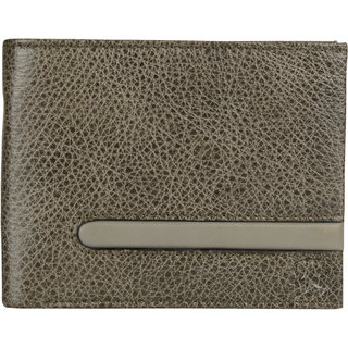                       Wave Black Leather Wallet(Grey)                                              
