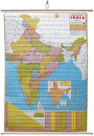India Political Map Chart Laminated Wall Chart (Size 100X75 CM) Perfect for Classroom, Student, School, Student And Teac