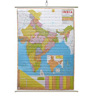 India Political Map Chart Laminated Wall Chart (Size 100X75 CM) Perfect for Classroom, Student, School, Student And Teac