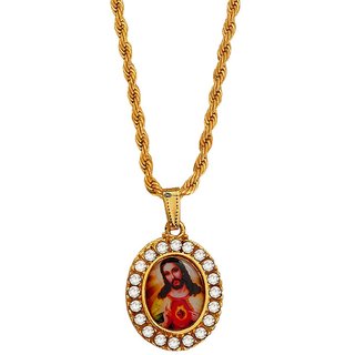                       M Men Style  Crystal Crucifix jesus Cross Christian  Rope  Chain Multicolor Brass And Crystal Pendant For Men And Women                                              