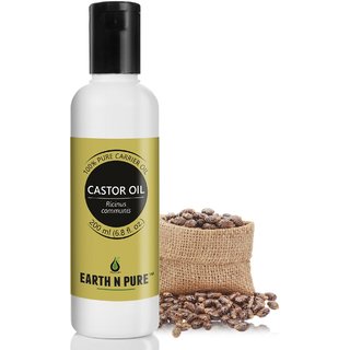                       Earth N Pure Castor Oil ( Arandi Oil ) 100 Pure, Undiluted, Natural, Cold Pressed and Therapeutic Grade (200ML)                                              