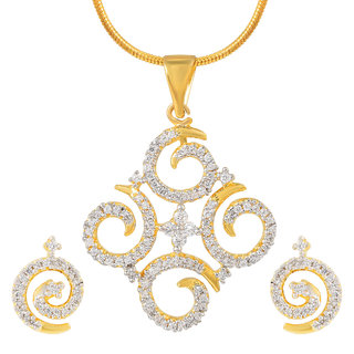                       MissMister Brass Micron Goldplated Faux Diamonds Pendant set Fashion Jewellery Women (MM5752PSHS)                                              