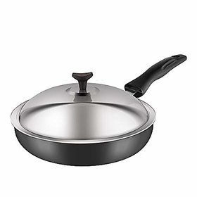 Kumaka Siddhi Hard Anodized Straight Fry Pan with 215 mm Diameter and with Bakelite Handle-Gas Compatible