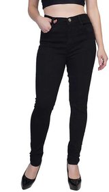 Mac-Kings Regular Fit Women/Girl's Solid Stretchable High Waist Black Jeans