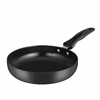 Kumaka Siddhi Hard Anodized Straight Fry Pan with 215 mm Diameter and with Bakelite Handle-Gas Compatible Without Lid