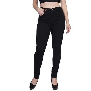                       Mac-Kings Regular Fit Women/Girl's Solid Stretchable High Waist Black Jeans                                              
