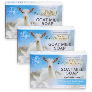                       Skin Doctor Goat Milk Soap Whitening and Anti-wrinkle 100g (Pack of 3, 100g Each)                                              